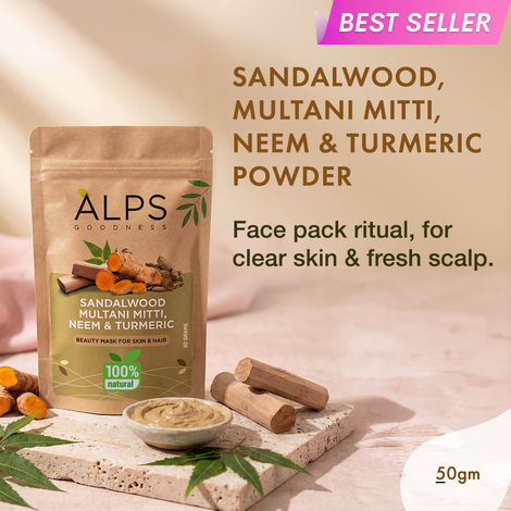 Buy Alps Goodness Sandalwood,Multani Mitti,Neem & Turmeric Powder (50 gm)-Purplle