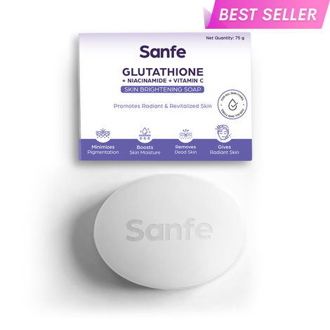 Buy Sanfe Glutathione+Niacinamide+Vitamin C Brightening Soap | Hydrating, Minimizes pi gmentation, Removes Dead Skin | Skin whitening soap for women and men | Tan Removal Hyperpi gmentation & Glow 75 gm-Purplle