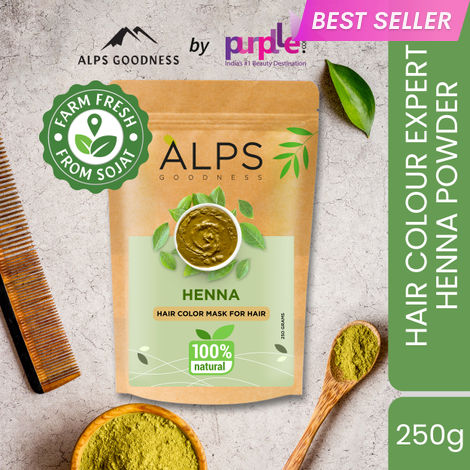 Buy Alps Goodness Henna Powder (250 gm) | 100% Natural Mehendi Powder | Sojat Mehendi | No Preservatives No added Chemicals | Henna Powder for Hair-Purplle