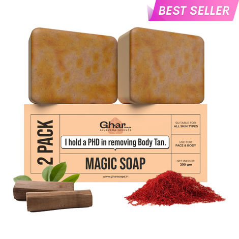 Buy GharSoaps Sandal Wood And Saffron Soap For Glowing & Refreshing Skin (2 x 100 gm)-Purplle