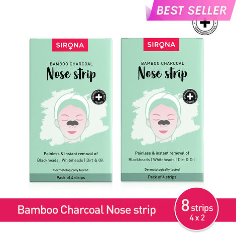 Buy Sirona Bamboo Charcoal Nose Strips for Women | Removes Blackheads and Whiteheads | 4 x 2 Strips-Purplle