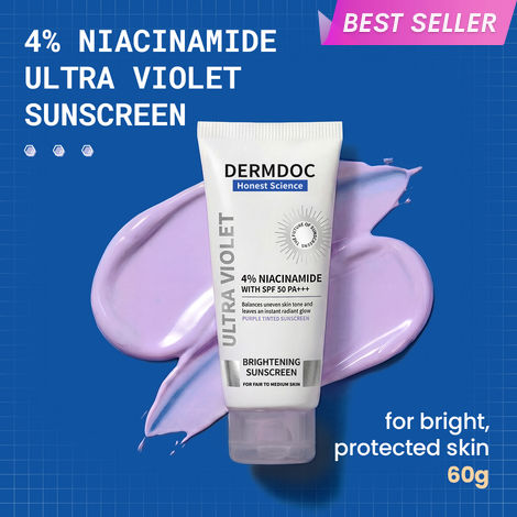 Buy DERMDOC SPF 50 4% Niacinamide Ultra Violet Brightening Sunscreen (60 gm) | PA+++ | Sunblock I Sunscreen for Oily Skin I UV Protection I Shine Free Formula-Purplle