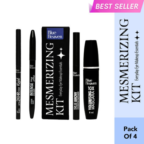 Buy Blue Heaven Mesmerising Eye Kit Combo Pack of 4 | Kajal, Mascara, Eyeliner & Brow Definer |Long Lasting, Smudge proof & Waterproof, Matte finish for Naturally fuller look (0.6 gm + 9 ml)-Purplle