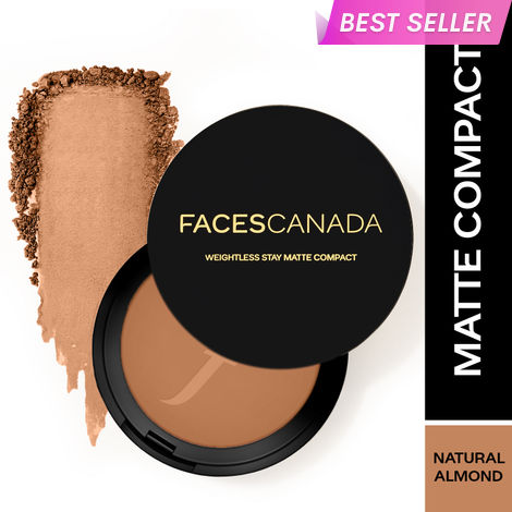 Buy FACES CANADA Weightless Stay Matte Finish Compact Powder - Natural Almond 06, 9 gm | SPF 20 | Non Oily Matte Look | Evens Out Complexion | Prevents Acne | Blends Effortlessly | Pressed Powder For All Skin Types-Purplle