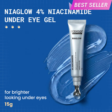 Buy DermDoc Niaglow 4% Niacinamide Under Eye Gel | Brightens Dark Circles | Reduces Puffiness | Cools & Soothes | Lightweight, Non-Sticky, Fast Absorbing | Eye Care Gel for Tired Eyes & Fine Lines – 15 gm-Purplle