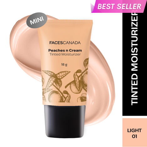 Buy FACES CANADA Peaches N Cream Tinted Moisturizer Mini - Light 01, Mini Size (18 gm) | Soft Peachy, Natural Glow | Lightly Tinted BB Cream | Non Oily Lightweight Gel Formula | Blends Easily | Suitable For All Skin Types-Purplle