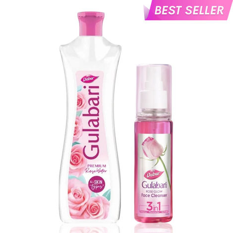 Buy Dabur Gulabri Rose Glow Rose Water + Face Cleanser For All Skin Types (250 ml + 100 ml)-Purplle