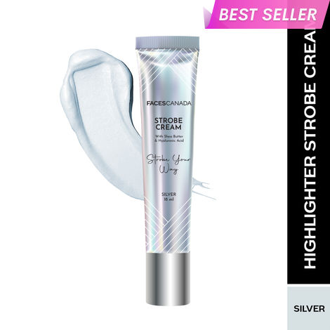 Buy FACES CANADA Strobe Cream Mini- Silver, (18 ml) | Primer + Highlighter + Moisturizer | Shea Butter & Hyaluronic Acid | Intense Hydration | Flawless Radiant Dewy Skin | Illuminating & Glowing Makeup Base-Purplle