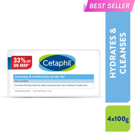 Buy Cetaphil Cleansing Moisturizing Syndet Bar - (4x100 gm)-Purplle