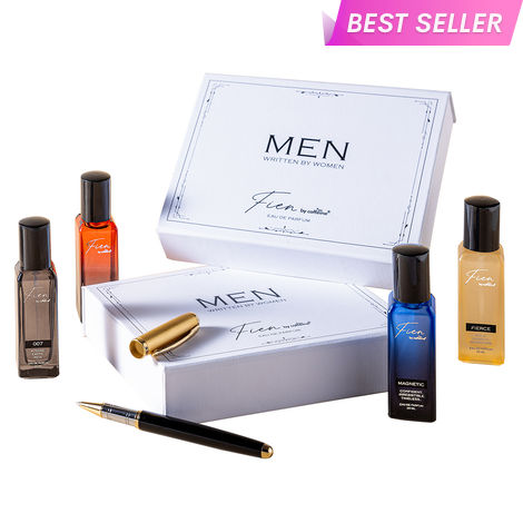 Buy mCaffeine FIEN Men Written By Women | Perfume Gift Set for Men | 12 Hrs Long Lasting Eau De Parfum with 007, Fierce, Slow Kiss & Magnetic - 20 ml x Pack of 4-Purplle