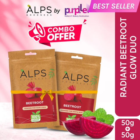 Buy Alps Goodness Brightening Beetroot Twin Pack I Pure & 100% Natural I Chukandar Powder for Healthy Hair Growth & Skin Care (Pack of 2) - (50 gm each)-Purplle