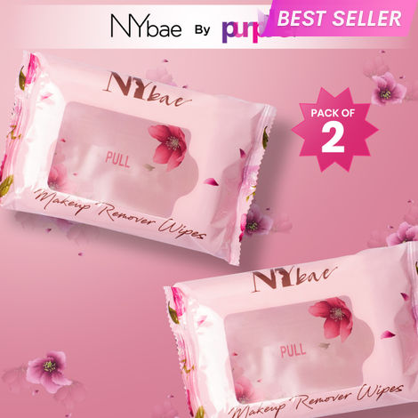 Buy NY Bae Makeup Remover Pack of 2 | Cleansing Facial Wipes | Refreshing | Alcohol Free | Sulphate Free | Paraben Free | Set of 50 Wipes| Makeup Kits | Travel Friendly-Purplle