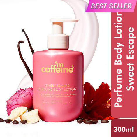 Buy mCaffeine Sweet Escape Perfume Body Lotion with Niacinamide, Cocoa & Shea Butter | Deeply Moisturizes | Luxury Fruity-Floral Scented Lotion - 300 ml-Purplle