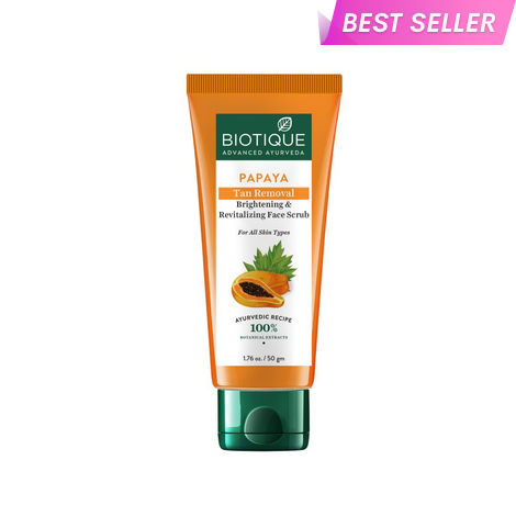 Buy Biotique Papaya Tan Removal Brightening & Revitalizing Face Scrub (50 gm) Tube-Purplle