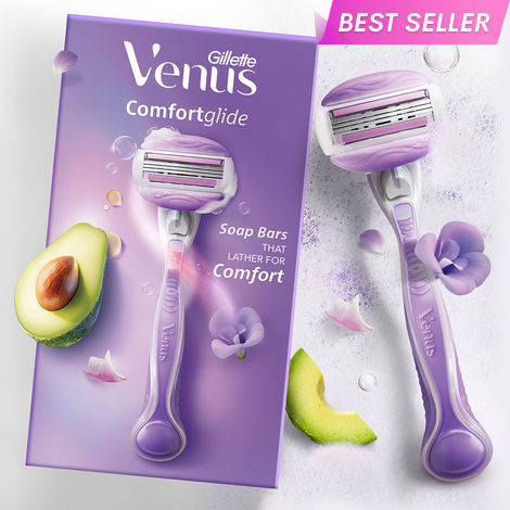 Buy Gillette Venus Comfortglide Hair Removal Razor for Women with Avocado Oils & Body Butter, Freesia Scent, 1 Pc-Purplle