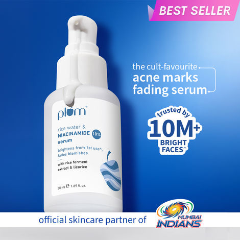 Buy Plum 10% Niacinamide Face Serum For Clear, Bright Skin | Fades Blemishes & Acne Marks| With Rice Water | Lightweight & Quick-absorbing| Dermatologically Tested | All Skin Types | Women & Men | Fragrance-Free | 100% Vegan | 50 ml-Purplle