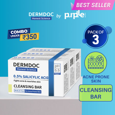 Buy DERMDOC Combo Kit Salicylic Acid Cleansing Bar for Back & Body Acne (Pack of 3) | gentle deep cleansing bar | oil control, acne prone skin | salicylic acid for back & body acne-Purplle