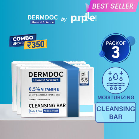 Buy DERMDOC Combo Kit Vitamin E Nourishing Beauty Bar (Pack of 3) | Soap Free, Alkali Free | Mild, Gentle Cleansing Soap, Moisturising Soap, pH 5.5 Soap | vitamin e for dry skin | facial cleansing bar | beauty cream bar | body care for winter-Purplle