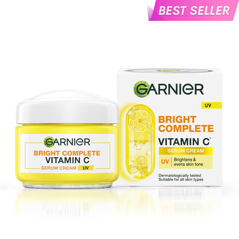 Buy Garnier Skin Naturals Bright Complete Vitamin C Serum UV Cream, Vitamin C Day Cream for Sun Protection and Skin Brightening - Suitable For all Skin Types, 45 gm-Purplle