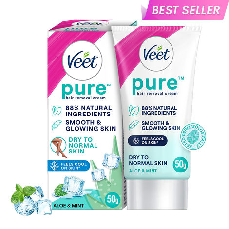 Buy Veet Pure Hair Removal Cream Cool (Dry Skin) 50 gm-Purplle