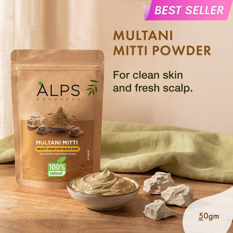Buy Alps Goodness Powder - Multani Mitti (50 gm) | 100% Natural Fuller's earth| No Chemicals, No Preservatives, No Pesticides | For both hair & skin | Face pack for glowing skin-Purplle