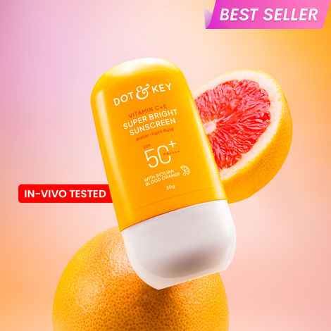 Buy Dot & Key Vitamin C+E Super Bright Sunscreen SPF 50+ PA++++, In-Vivo Tested Sunscreen for Even Toned & Glowing Skin - 30 gm-Purplle