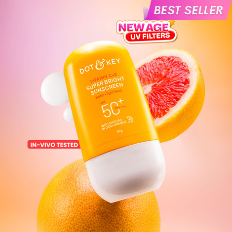 Buy Dot & Key Vitamin C+E Super Bright Sunscreen SPF 50+ PA++++, In-Vivo Tested Sunscreen for Even Toned & Glowing Skin - 30 gm-Purplle