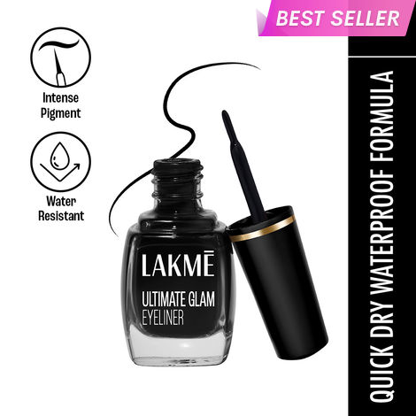 Buy Lakme Ultimate Glam Eye Liner | Semi Matte | Black | 9 ml-Purplle