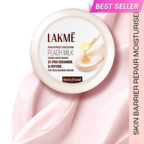 Buy Lakme Peach Milk Creme Moisturizer with 2% Pro-Ceramide & Peptides | Repairs Damaged Skin Barrier & Gives Intense Hydration | For Dry Skin, Normal Skin & Sensitive Skin 100 gm-Purplle