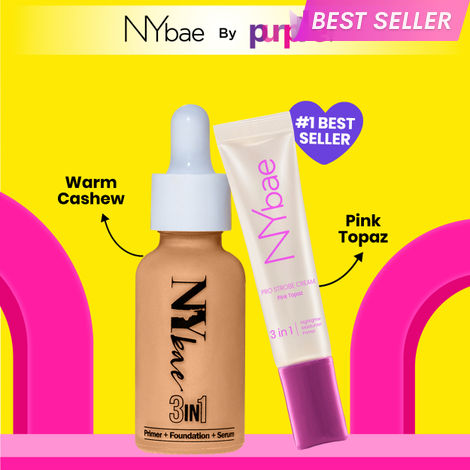 Buy NY Bae Strobe Skin Tint Combo - Medium Skin | Strobe Pink Topaz (12 gm) | Warm Cashew Foundation 03 (30 ml)| Skin Tint | Glowy Korean Skin | Medium Skin Tone | Everyday Makeup Kit - Combo of 2-Purplle