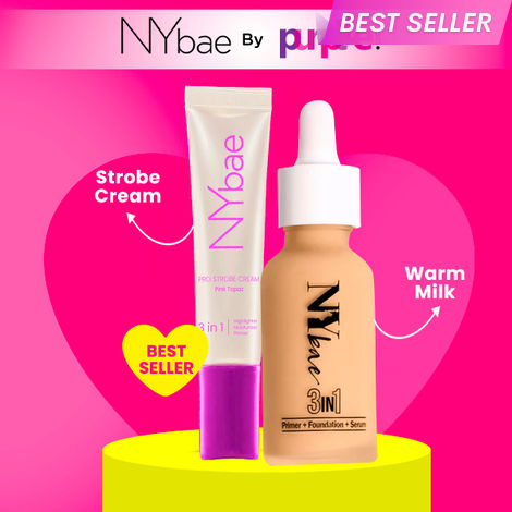 Buy NY Bae Strobe Skin Tint Combo - Fair Skin | Strobe Pink Topaz (12 gm) | Warm Milk Foundation 09 (30 ml)| Skin Tint | Glowy Korean Skin | Fair Skin Tone | Everyday Makeup Kit - Combo of 2-Purplle