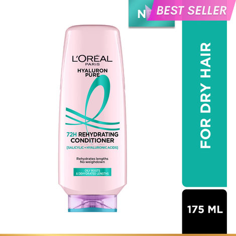 Buy L'Oreal Paris Hyaluron Pure 72H Rehydrating Conditioner for hydrated smooth hair with no weighdown | 175 ml-Purplle