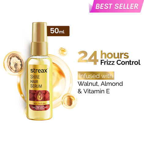 Buy Streax Shine Hair Serum with Walnut Oil, For Hair Smoothening & Shine, For Dry & Frizzy Hair - 50 ml-Purplle
