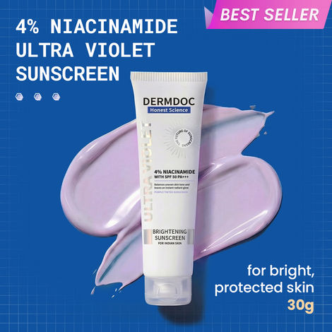 Buy DERMDOC 4% Niacinamide Ultra Violet Brightening Sunscreen (30 gm) | PA+++ | Sunblock I Sunscreen for Oily Skin I UV Protection-Purplle