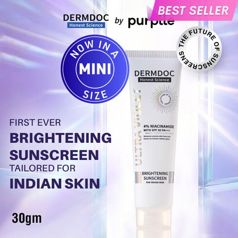 Buy DERMDOC 4% Niacinamide Ultra Violet Brightening Sunscreen (30 gm) | PA+++ | Sunblock I Sunscreen for Oily Skin I UV Protection-Purplle