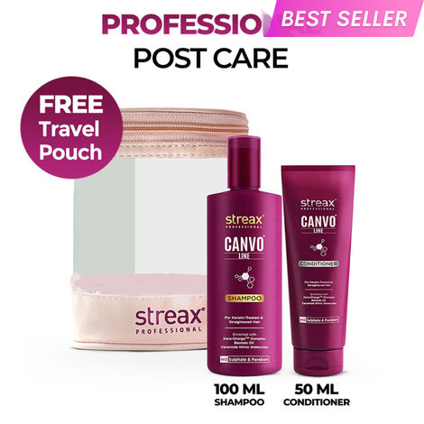 Buy Streax Professional Travel kit for Keratin treated & Straightened hair (Shampoo + Conditioner, 100 ml + 50 gm)-Purplle