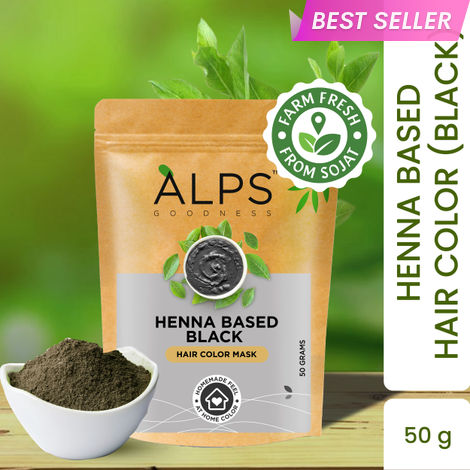 Buy Alps Goodness Henna Based Hair Color Powder - Black (50 gm) | Ammonia Free | Peroxides Free | Enriched with herbs| Black Henna Powder | Kali Mehendi| Sojat Mehendi| Henna Powder for Hair | Alps Goodness Henna-Purplle