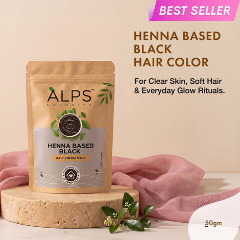 Buy Alps Goodness Henna Based Hair Color Powder - Black (50 gm) | Ammonia Free | Peroxides Free | Enriched with herbs| Black Henna Powder | Kali Mehendi| Sojat Mehendi| Henna Powder for Hair | Alps Goodness Henna-Purplle
