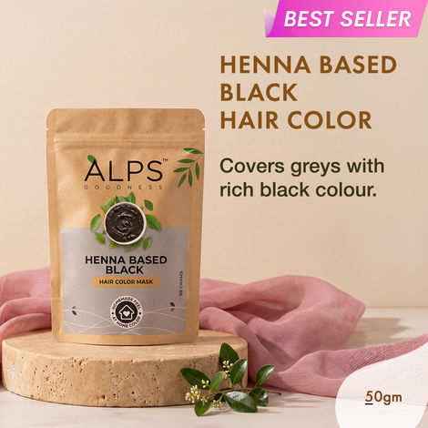 Buy Alps Goodness Henna Based Hair Color Powder - Black (50 gm) | Ammonia Free | Peroxides Free | Enriched with herbs| Black Henna Powder | Kali Mehendi| Sojat Mehendi| Henna Powder for Hair | Alps Goodness Henna-Purplle