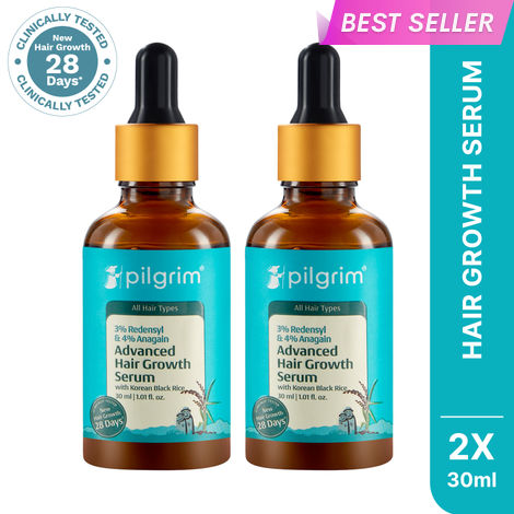 Buy Pilgrim 3% Redensyl & 4% Anagain Hair Growth Serum for Women & Men | Reduces Hair Fall & Boosts Hair Regrowth | Non-Sticky & Sulfate-Free | Pack of 2 (60 ml) Haircare Kit-Purplle