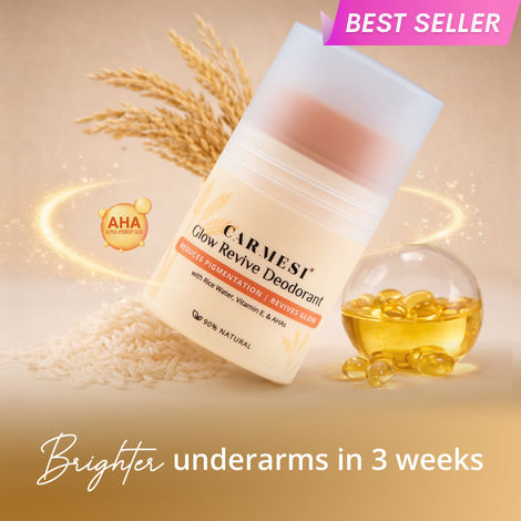 Buy Carmesi Glow Revive Underarm Roll On Deodorant for Women | Brightens Skin, Reduces Pigmentation, Controls Odour | Rice Water, Vitamin E, & AHAs | 90% Natural | No Alcohol & Aluminium | 50 ml-Purplle