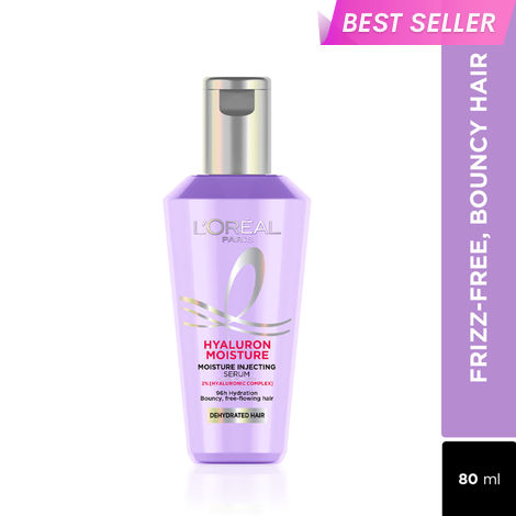 Buy L’Oreal Paris Hyaluron Moisture 96H Moisture Injecting Hair Serum with Hyaluronic Acid to get bouncy & frizz-free hair | 80 ml-Purplle