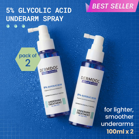 Buy DERMDOC 5% Glycolic Acid Underarm Brightening Spray Treatment (100 ml) (Pack of 2) l Exfoliating & Brightening | Multi-Purpose Spray for Hyperpigmentation, Dark Spots, Dark Neck, Dark Underarms & Strawberry Legs-Purplle