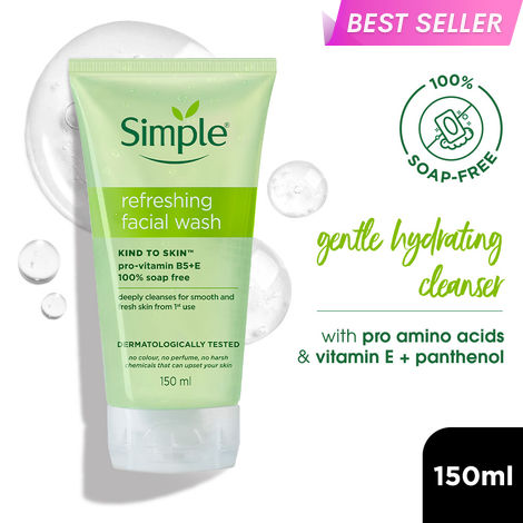 Buy Simple Kind To Skin Refreshing Face Wash (150 ml) |&nbsp;For All Skin Types&nbsp;| No Soap, No Added Perfume, No Harsh Chemicals, No Artificial Color, No Alcohol and No Parabens-Purplle