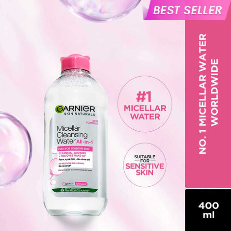 Buy Garnier Micellar Cleansing Water - Gentle Cleanser & Make Up Remover For Everyday Use - Suitable For Sensitive Skin, Dermatologically Tested, Vegan, For Men & Women, Remove 100% Dirt, Pollution, 400 ml-Purplle
