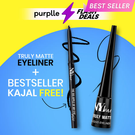 Buy NY Bae Waterproof Duo | The Big Apple Of My Eyes Kohl Kajal - Black (0.30 gm) | Truly Matte Liquid Eyeliner - Bold Black (4.5 ml) | Waterproof & Smudge proof Eyeliner & Kajal | Long Lasting |Eyeliner & Kajal Combo Pack | Essential Eye Makeup Kit-Purplle