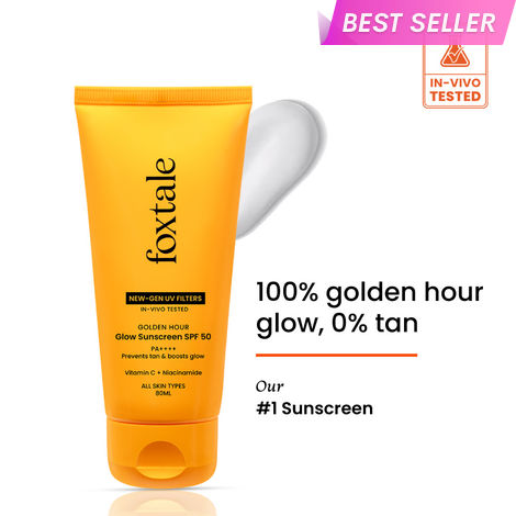 Buy Foxtale Glow Sunscreen with Vitamin C & Niacinamide SPF 50 PA++++, In-Vivo Tested, for Dewy Glow 80 ml-Purplle