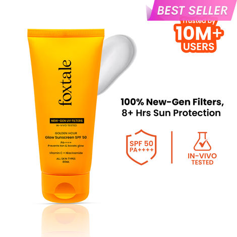 Buy Foxtale Glow Sunscreen with Vitamin C & Niacinamide SPF 50 PA++++, In-Vivo Tested, for Dewy Glow 80 ml-Purplle
