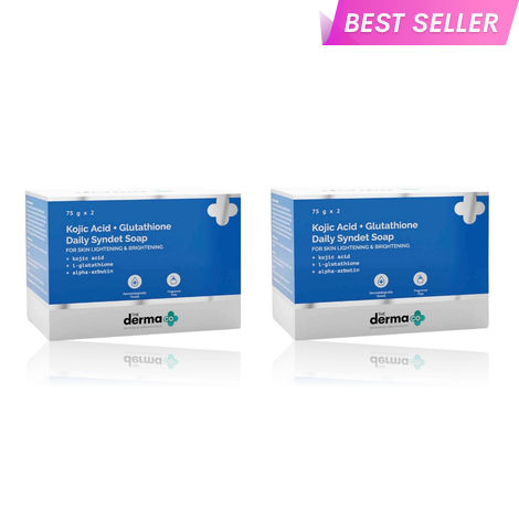 Buy The Derma Co. Kojic Acid + Glutathione Daily Syndet Soap with L-Glutathione & Alpha Arbutin For Skin Lightening & Brightening - 75 gm (2x2-Pack of 4)-Purplle