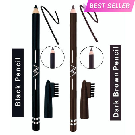 Buy AYA Waterproof Eyebrow Pencil With Brush (Black And Dark Brown) - 2.8 gm-Purplle